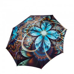 Doppler Elegance Boheme Bloom luksusowy damski parasol z niebieskim kwiatowym nadrukiem