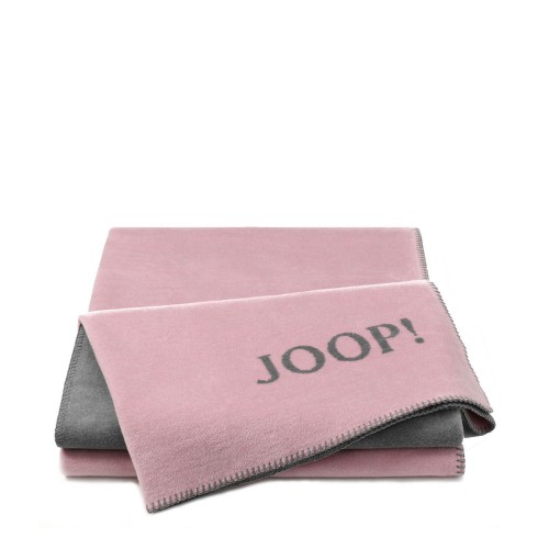 JOOP! Doubleface Uni Rose-Grey dwustronny koc baweniano-akrylowy