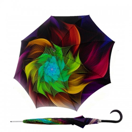 Doppler Elegance Boheme Brilliance luksusowy parasol damski z abstrakcyjnym nadrukiem