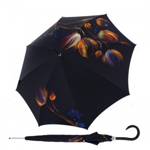 Doppler Elegance Boheme Viola luksusowy parasol damski z abstrakcyjnym nadrukiem