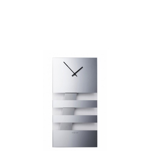 NeXtime Bold Stripes zegar cienny, srebrny